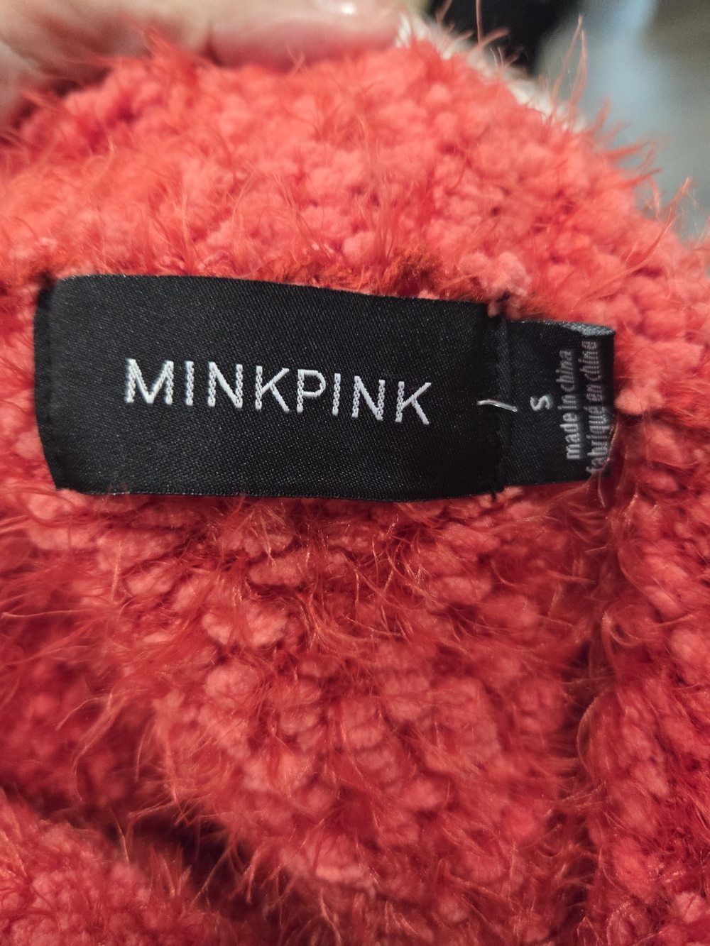 MINKPINK Coral Bouclé Turtleneck Sweater Size Small - Picture 6 of 9